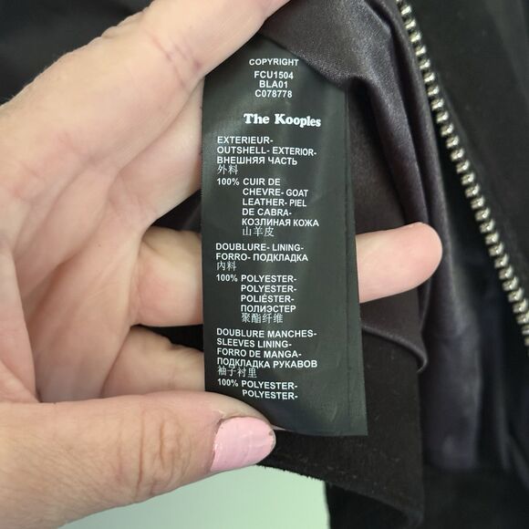 The Kooples Women S Fringed Jacket Goat Leather Soft Suede Biker Black Jacket - Picture 8 of 9